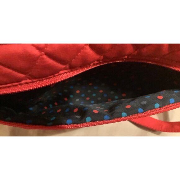 Vera Bradley Red Quilted Crossbody Bag With Adjustable Strap & Multiple Zipper P - Picture 7 of 16